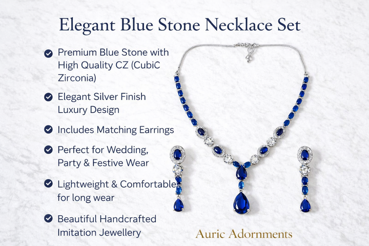 Auric sapphire cascade elegance necklace set