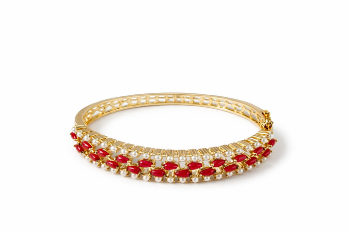 Auric Crimson Pearl Radiance Bracelet