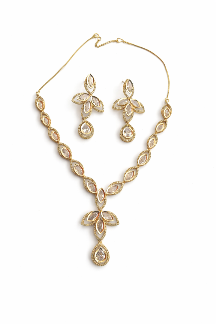 Auric pastel kundan floral drop necklace set for women